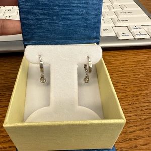 silver hoop earring with diamond